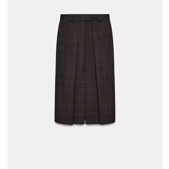 ZARA Brown Plaid Women's Skirt - Picture 5 of 10